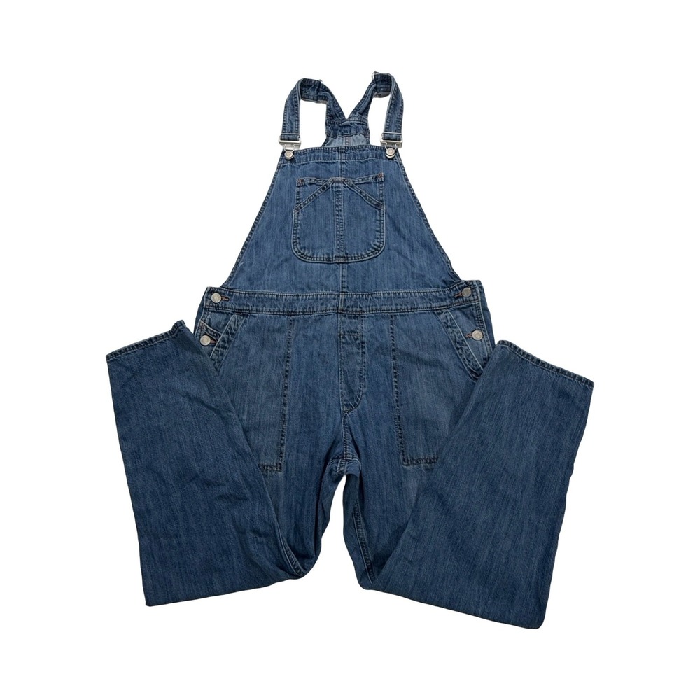 Gap Overalls Womens L 38x26 Blue Denim Wide Leg Cotton Utility Boho